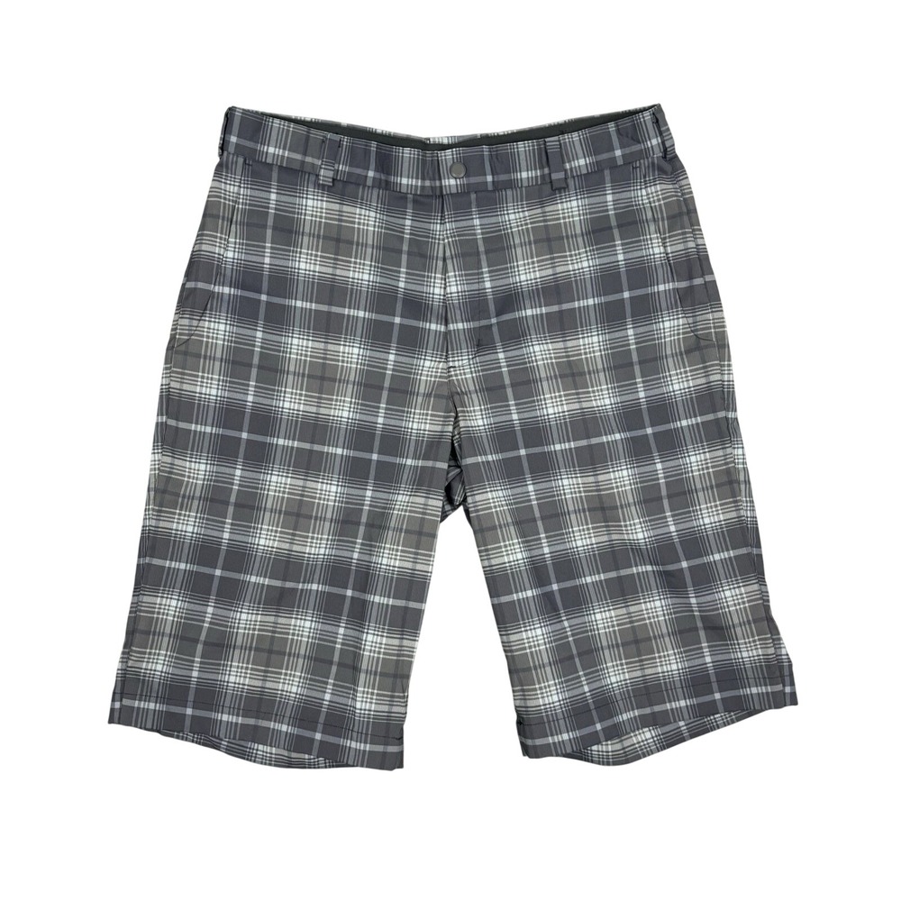 Nike Golf Tour Performance 12" Shorts Mens Size 32 Gray Plaid‎ Polyester Stretch